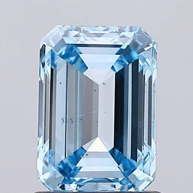 1.23ct Emerald Lab Grown Diamond (Colour Fancy Vivid Blue, Clarity SI1, IGI Certified)