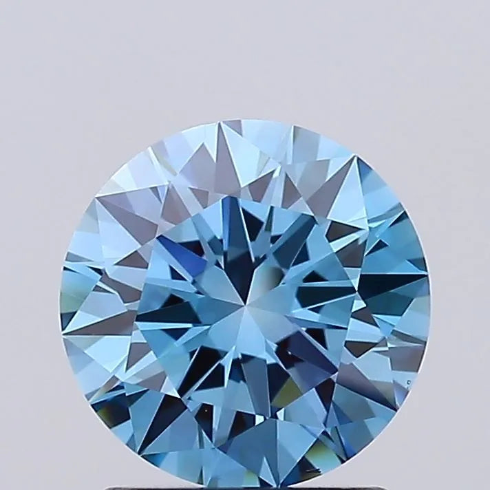 1.34ct Round Lab Grown Diamond (Colour Fancy Vivid Blue, Clarity VS2, Cut EX, IGI Certified)