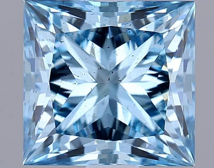 1.37ct Princess Lab Grown Diamond (Colour Fancy Vivid Blue, Clarity SI1, IGI Certified)