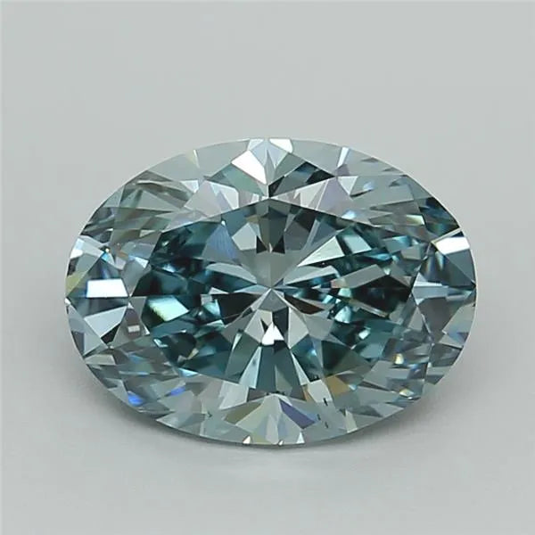 2.09ct Oval Lab Grown Diamond (Colour Fancy Vivid Blueish Green, Clarity VS2, IGI Certified)