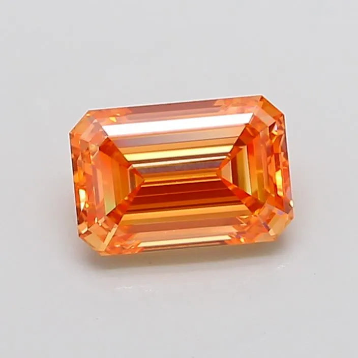 2.56ct Emerald Lab Grown Diamond (Colour Fancy Vivid Pinkish Orange, Clarity VVS2, IGI Certified)