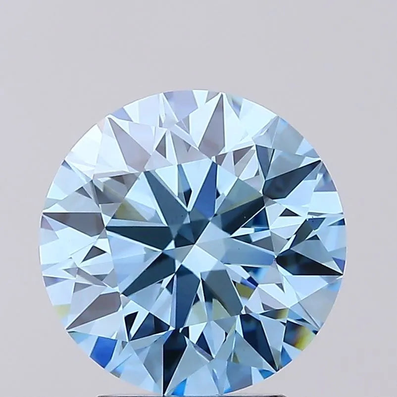 3.06ct Round Lab Grown Diamond (Colour Fancy Vivid Blue, Clarity VS1, Cut ID, IGI Certified)