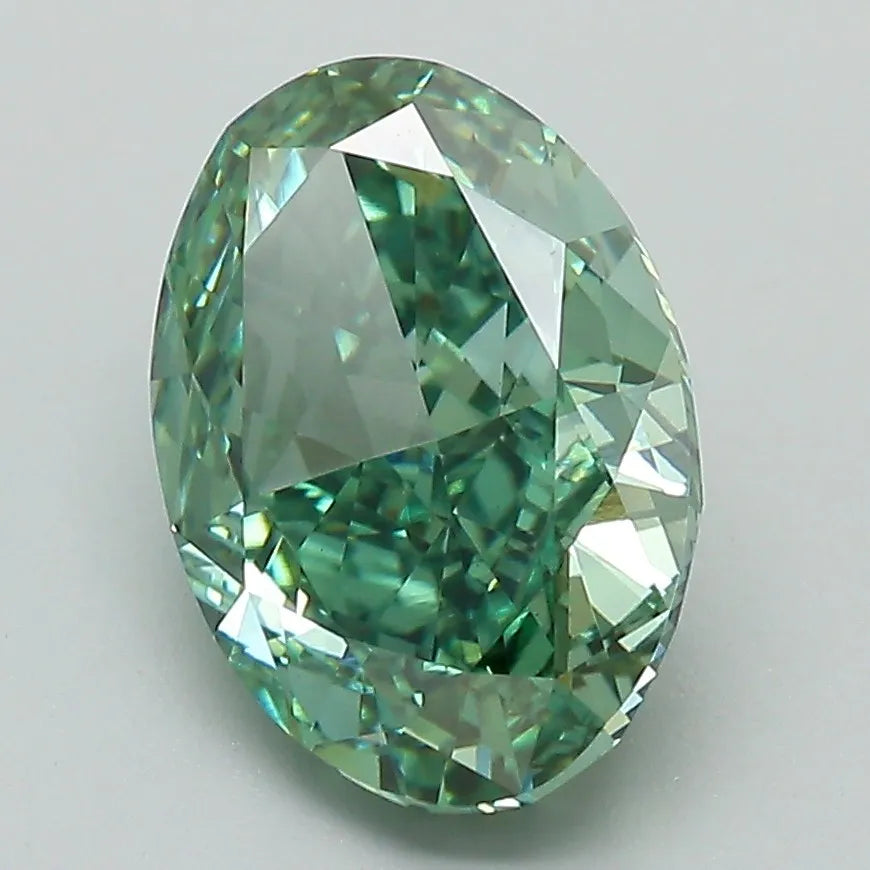 3.10ct Oval Lab Grown Diamond (Colour Fancy Vivid Green, Clarity VS1, IGI Certified)