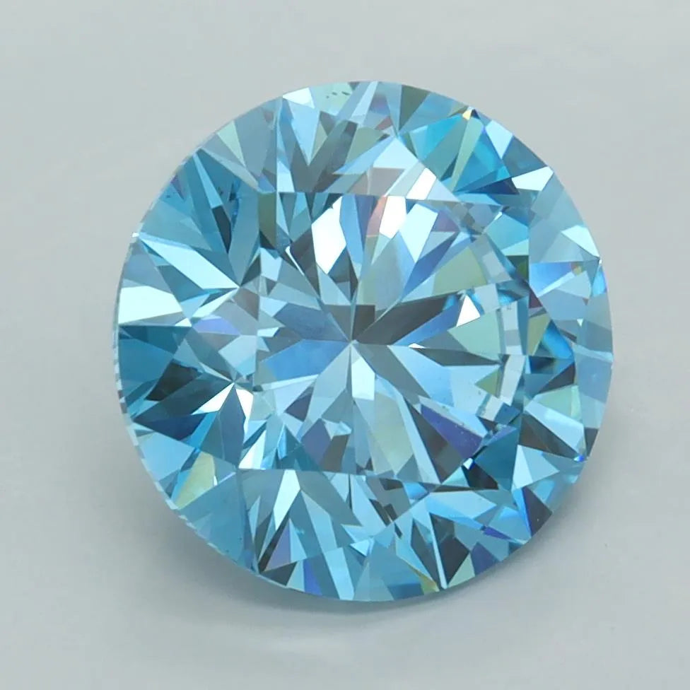 4.00ct Round Lab Grown Diamond (Colour Fancy Vivid Blue, Clarity VS1, Cut ID, IGI Certified)
