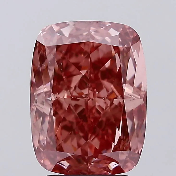 4.01ct Cushion brilliant Lab Grown Diamond (Colour Fancy Vivid Brownish Pink, Clarity VS1, IGI Certified)